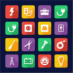 Electrician Icons Flat Design