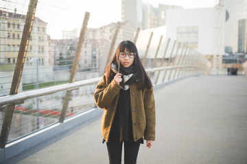 Fototapeta premium young beautiful asian hipster woman