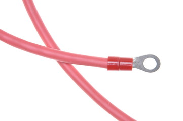 Electrical cables with terminal isolated on white background