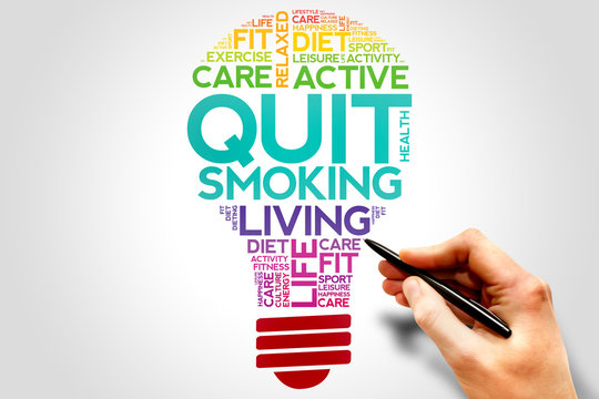 Quit Smoking bulb word cloud, health concept