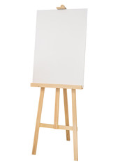 Painting stand wooden easel with blank canvas poster sign board - obrazy, fototapety, plakaty