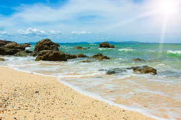 Waves, rocks and sand