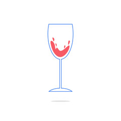 outline simple wineglass icon with shadow