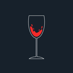 white and red simple wineglass icon