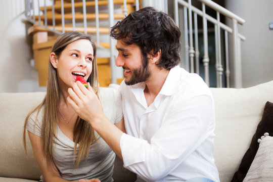 Couple Eating Strawberries