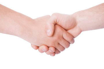 Shaking hands of two male people © takoburito