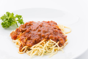spaghetti with tomato chicken sauce