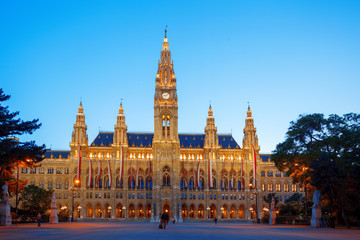 City Hall in the evening, Vienna, Austria