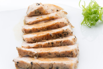 Pork steak slide with spicy pepper
