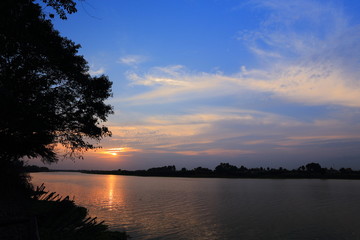 Plakat Sunset and rivers
