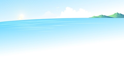 Summer blue sea landscape. Vector illustration