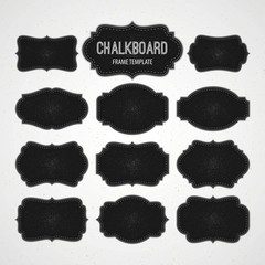 Set of Chalkboard Frames and Labels. Vector illustration © vik_y