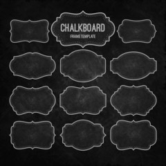Set of Chalkboard Frames and Labels. Vector illustration © vik_y