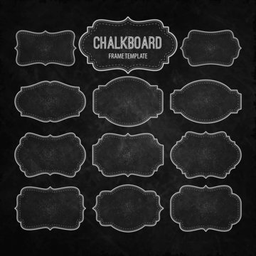 Set of Chalkboard Frames and Labels. Vector illustration