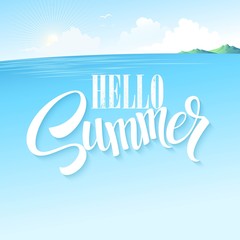 Summer blue sea landscape. Vector illustration