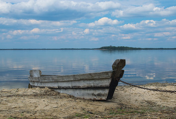 Old boat on the beach (Svityaz, Ukraine)