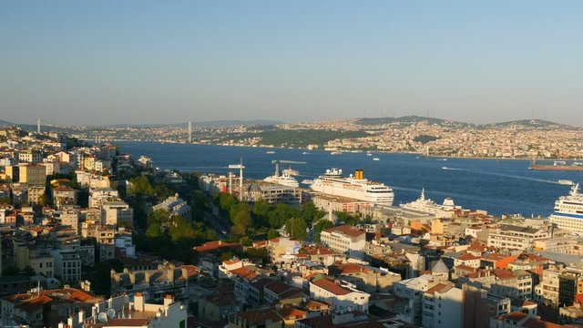 View to Bosphorus from galata tower. Itanbul, Turkey
