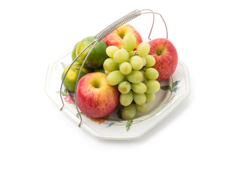 Naklejka na ściany i meble Isolated platter of assorted fruit