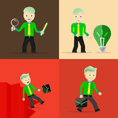 Set of businessman pose character concepts