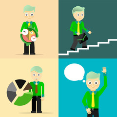 Set of businessman pose character concepts