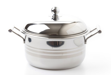 stainless pot isolated on white background.