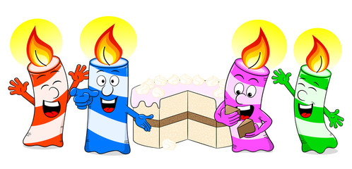 Kerzen feiern mit einem Kuchen 