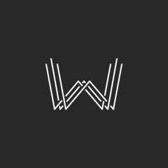 Modern letter W monogram logo, mockup business card emblem