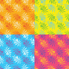 A set of four seamless summer leaf patterns