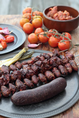 Hearts and livers just taken from the barbecue.