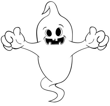 happy ghost thumbs up pose clip art preview