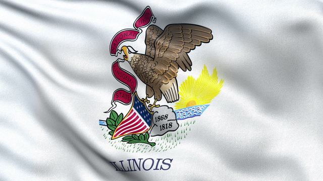 US state flag of Illinois waving in the wind - seamless loop 