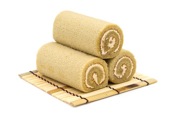 Jam Roll,  Cream Roll on  white background.