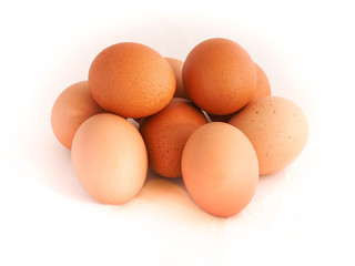 Eggs on white background