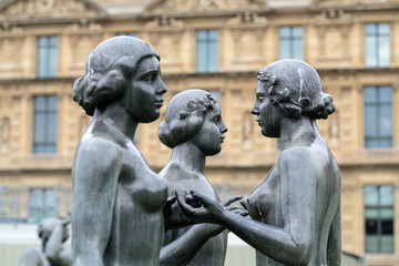 Paris -  Bronze sculpture The Three Nymphs   in Tuileries garden