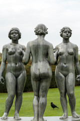 Fototapeta na wymiar Paris - Bronze sculpture The Three Nymphs in Tuileries garden