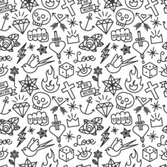 Tattoo seamless pattern