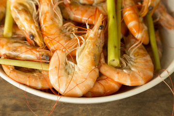 Shrimp or prawn with lemongrass herb in with bowl