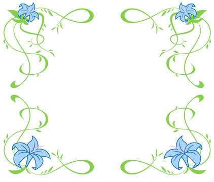 Frame with beautiful blue lily flowers