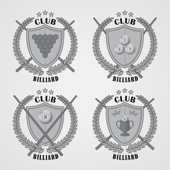 Set of billiard logos and design elements