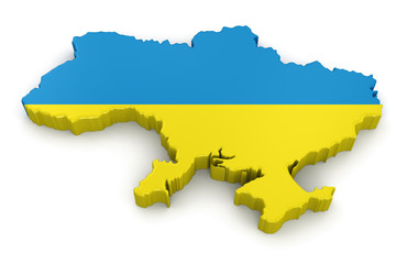 Map of Ukraine. Image with clipping path.
