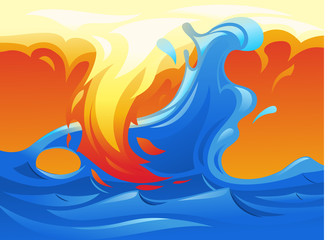 Water and fire yin yang symbol 3