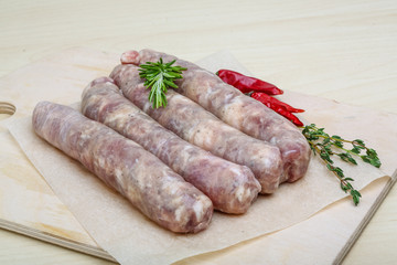 Handmade sausages for grill