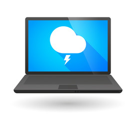 Laptop icon with a stormy cloud