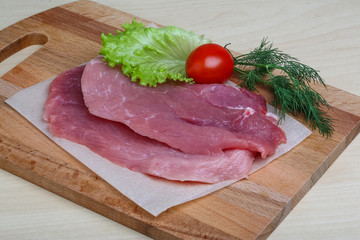 Raw pork schnitzel