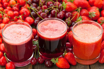 Red fruit smoothie with cherries and strawberries