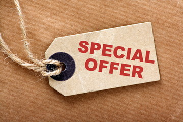 Special Offer label or tag on wrapping paper