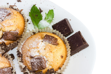 fresh baked muffins with clipping path