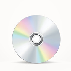 The CD-DVD disc on the white background