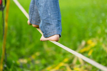 slackline in summer season