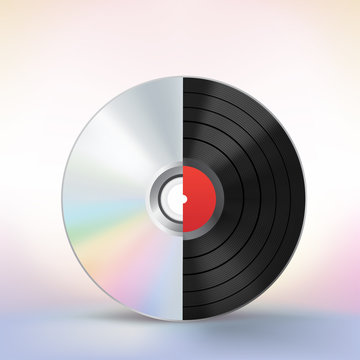 The evolution of the music disc on a colored mesh background